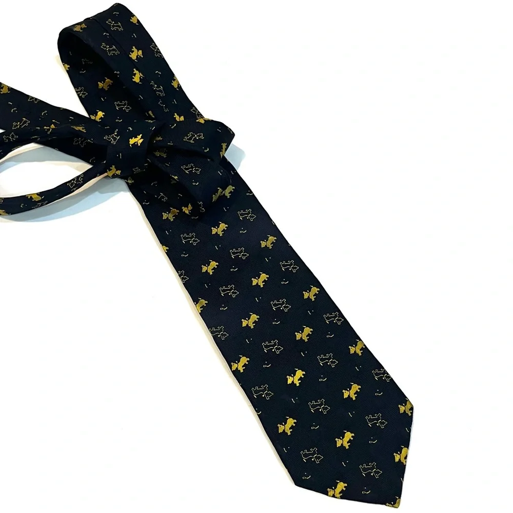 ITALIAN VINTAGE SILK MATISSE TERRIER TIE - Picture 1 of 7